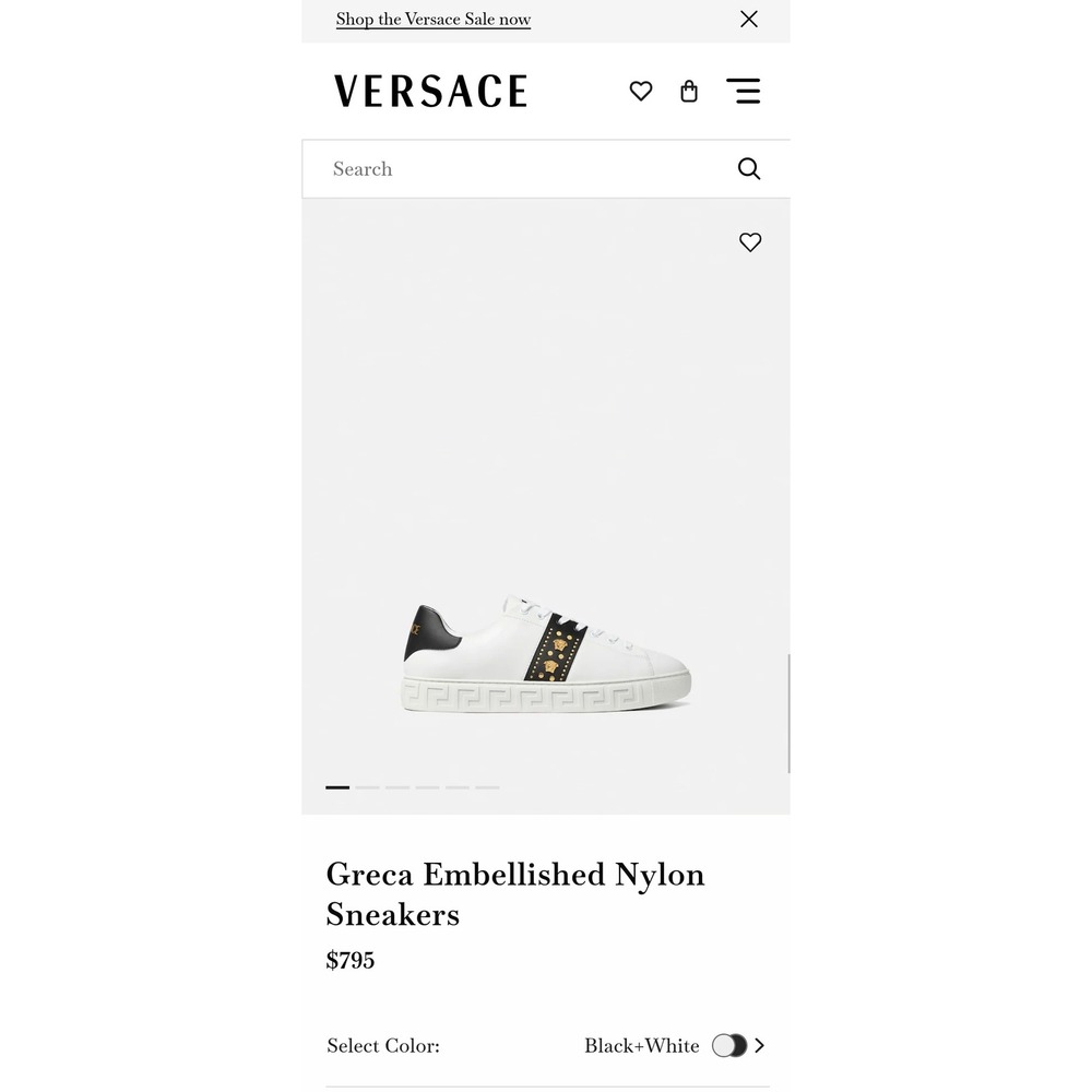 NEW Men Versace Greca Embellished Nylon Sneakers White Black Gold Medusa Sz 12.5